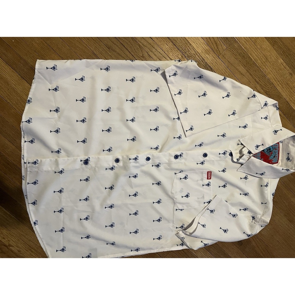 Dixxon The Gnarly Tini Party Shirt Martini Glass Print Short Sleeve Button Up L